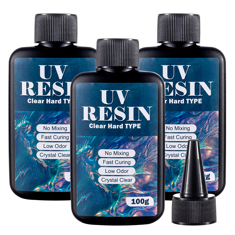 Epoxy Uv Resin Kit - Resina UV 100/200/300g, Tipo Duro, Trasparente