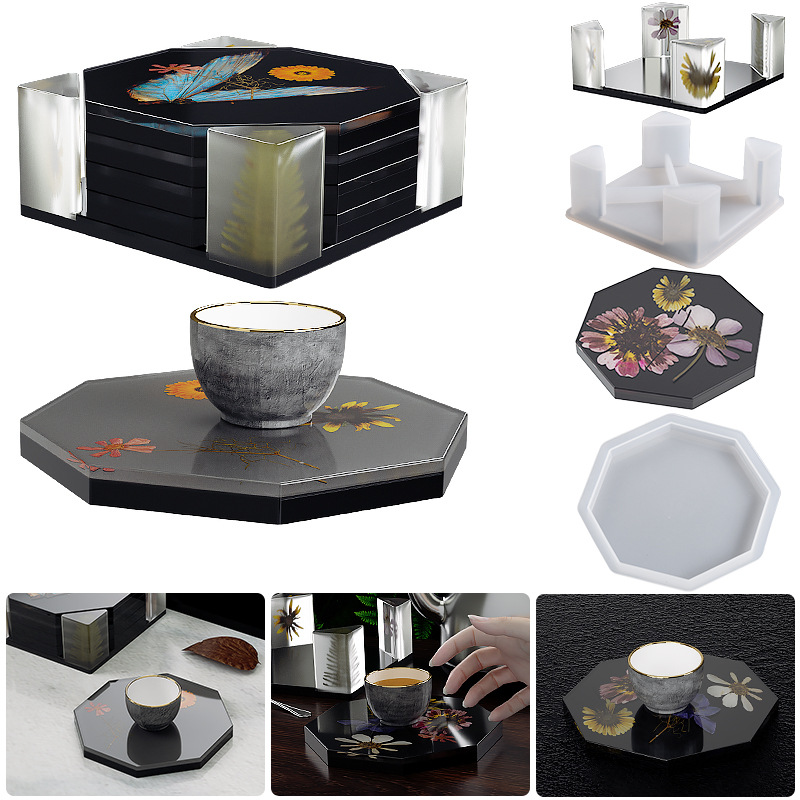 Coaster Mold Round - Sottobicchiere in Silicone scatola di immagazzinaggio