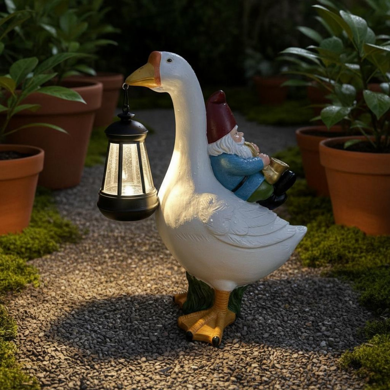 Statua Gnomo a Cavallo di Oca, - Resin Crafts recensione e prezzo